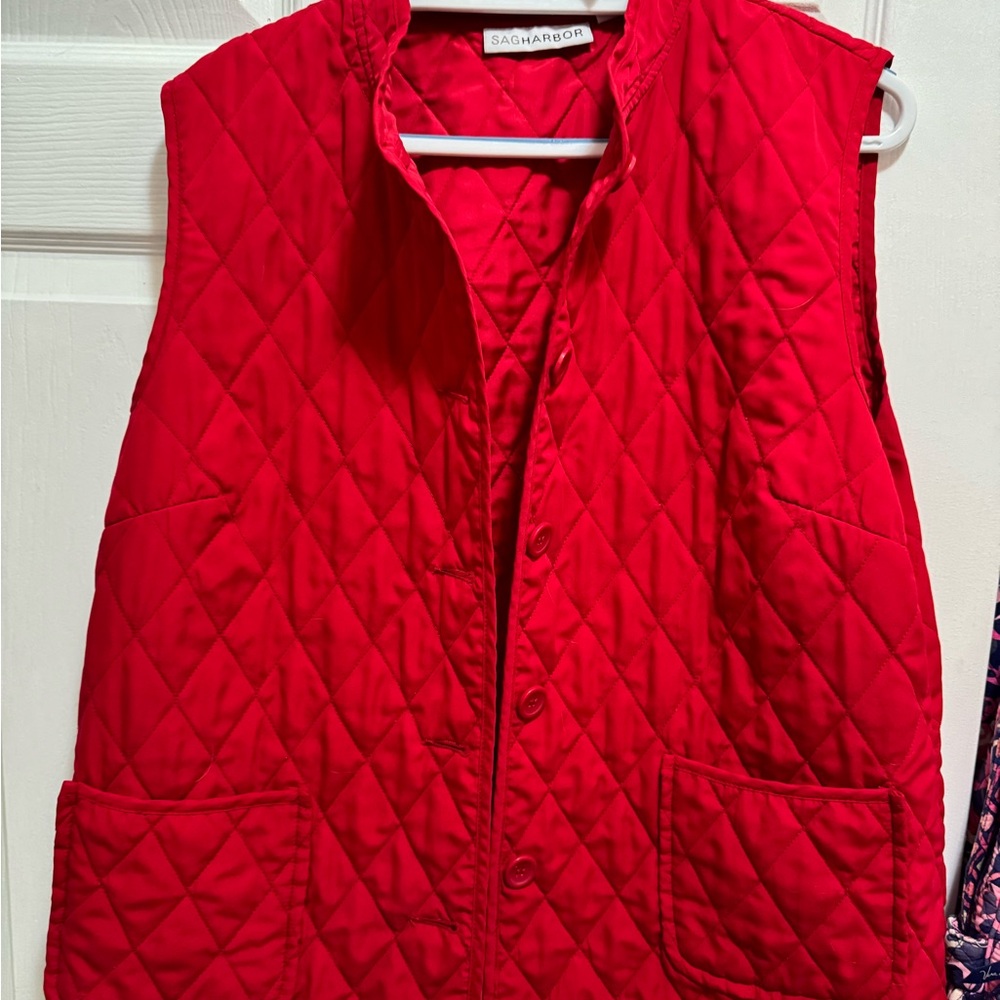 Sag Harbor Quilted Scarlet Vest for Women- Large